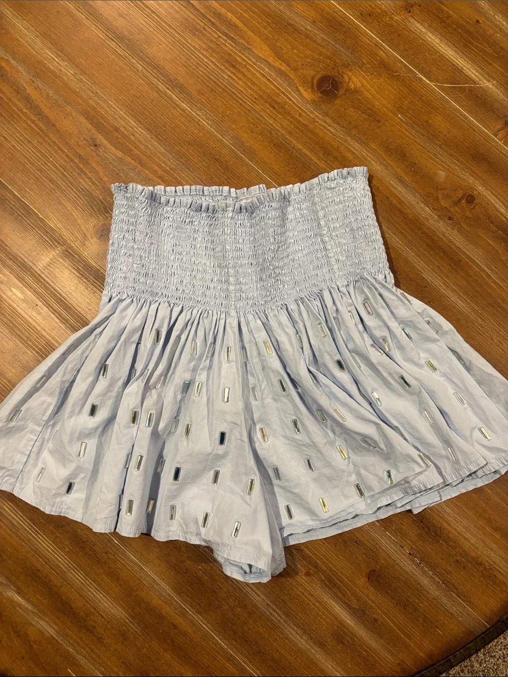 QUEEN OF SPARKLES Light Blue Smocked Waist Shorts - like new